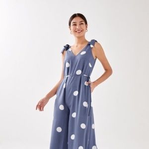 Corietta Polka Dot Tie Shoulder Jumpsuit Sz 4 / Small